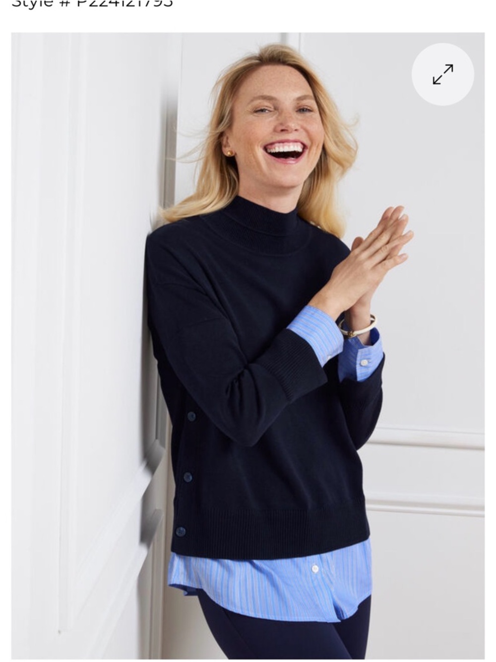 Woven Hem Mockneck pullover